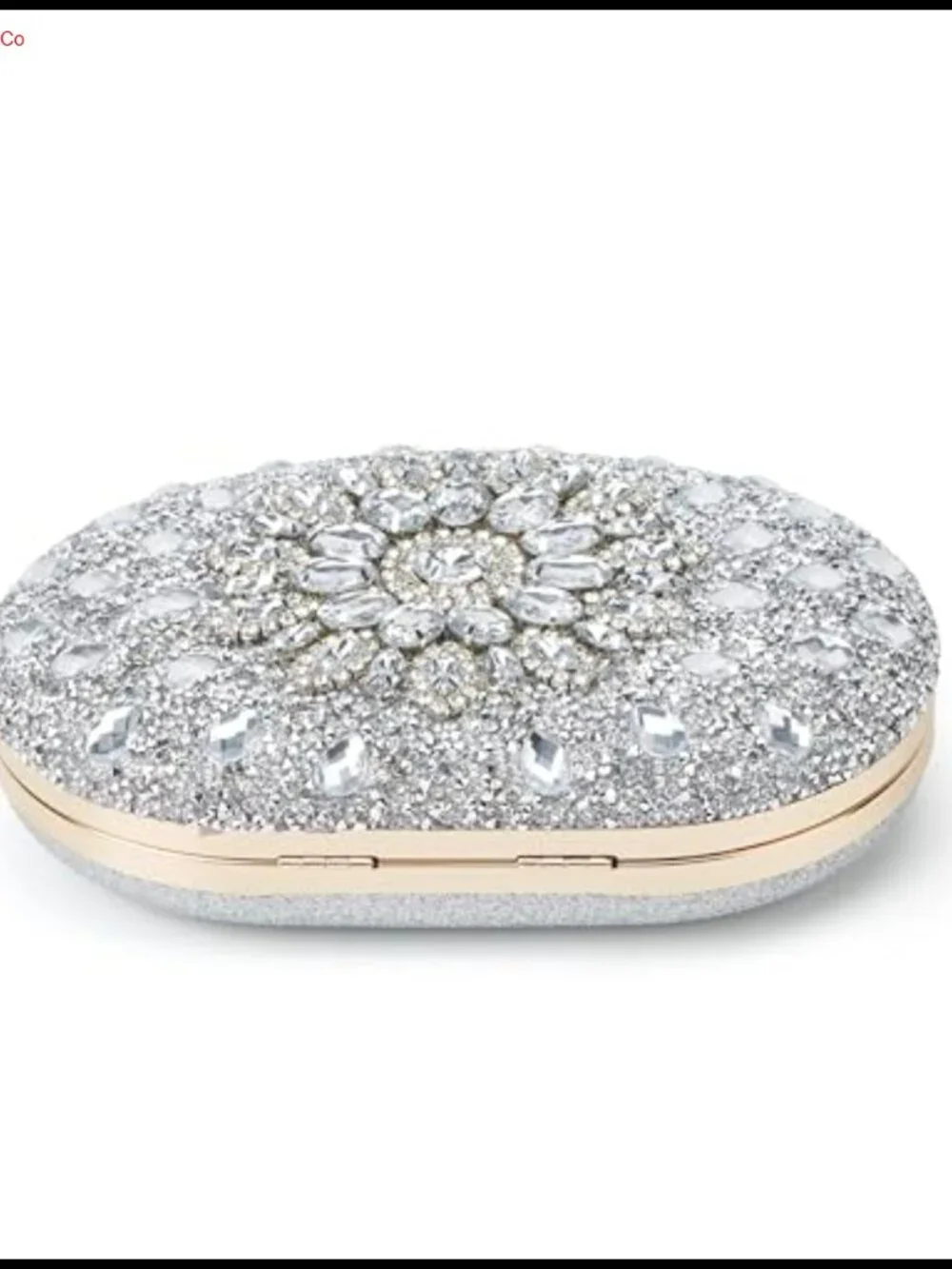 Sparkly Rhinestone Evening Clutch with Chain Push Lock Retro Party Bag